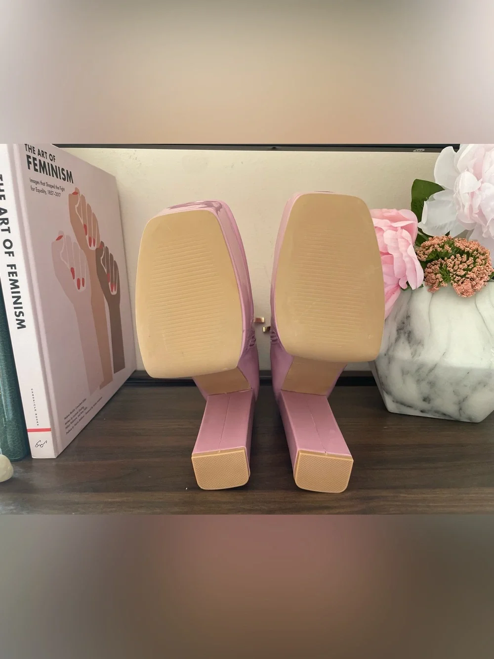 Pink Patent Platform Ankle Boots - Women